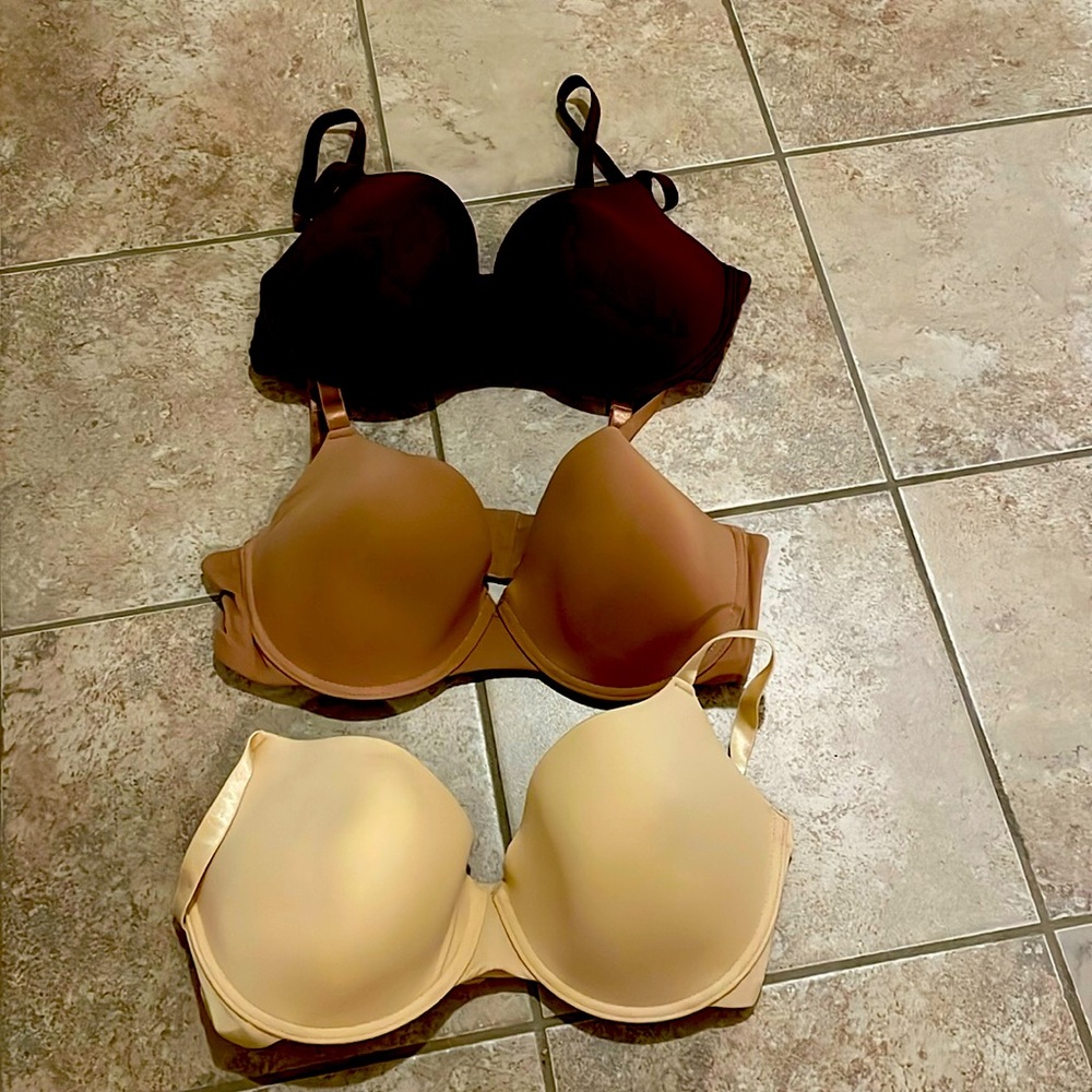 Women's Smooth T-Shirt Bra - Cream and Brown